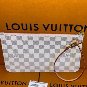 Louis Vuitton Neverfull Pouch Damier Azure pink